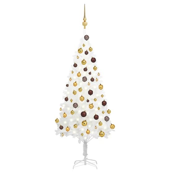 Plastgran Med Led Samt Kulor Vit 120 Cm