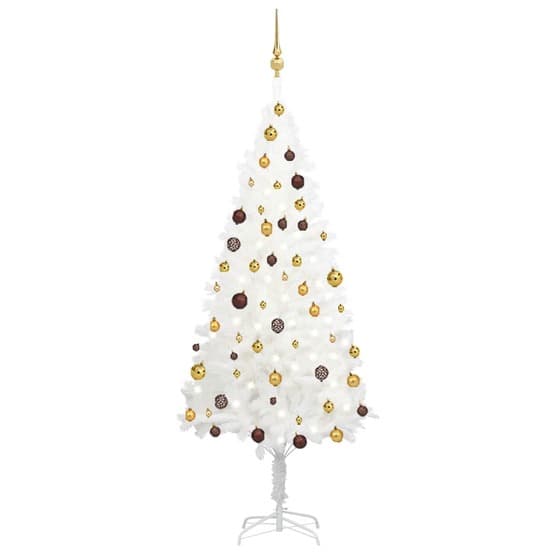 Plastgran Med Led Och Kulor 180 Cm Vit
