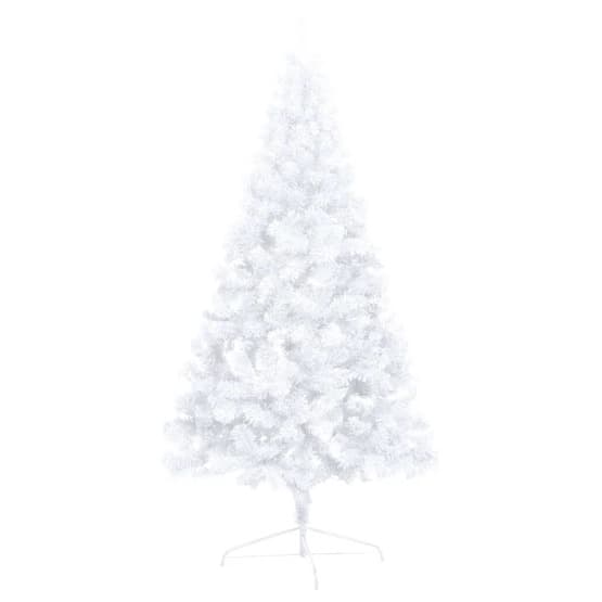 Halv Plastgran Med Led Och Julgranskulor Vit 150 Cm