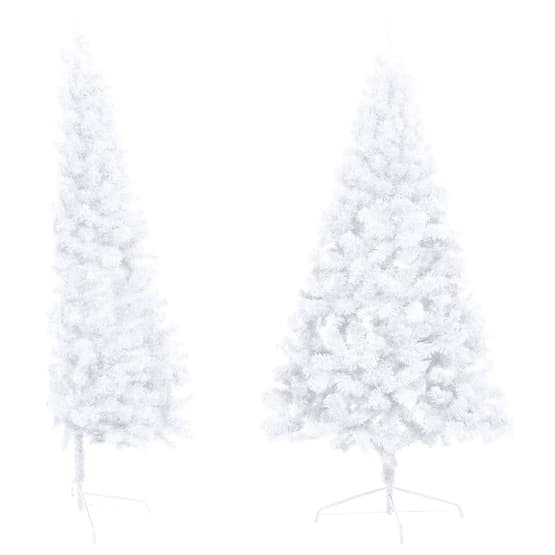 Halv Plastgran Med Led Och Julgranskulor Vit 180 Cm