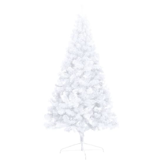 Halv Plastgran Med Led Och Julgranskulor Vit 180 Cm