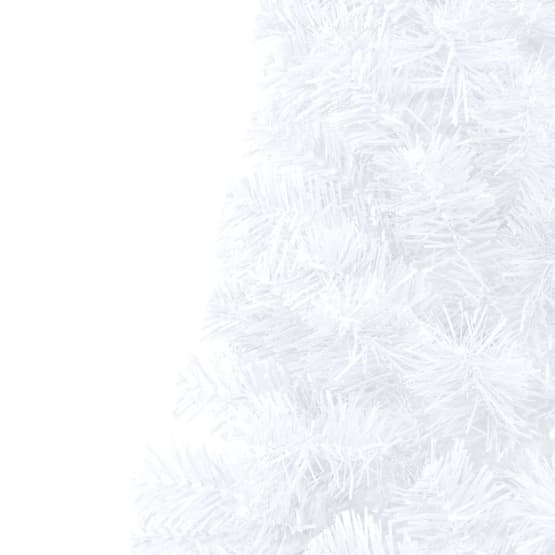 Halv Plastgran Med Led Och Julgranskulor Vit 180 Cm