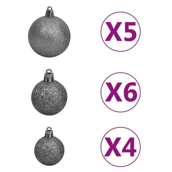 Halv Plastgran Med Led Och Julgranskulor Vit 180 Cm