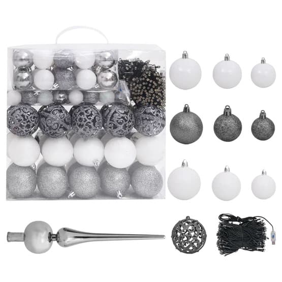 Plastgran Med Led Och Julgranskulor Svart 240 Cm Pvc