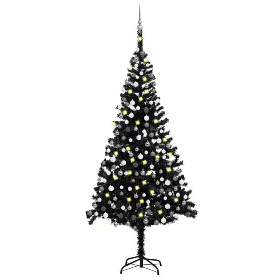 Plastgran Med Led Och Julgranskulor Svart 240 Cm Pvc