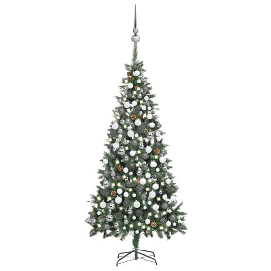 Plastgran 210 Cm Med Julgranskulor Och Led Och Kottar
