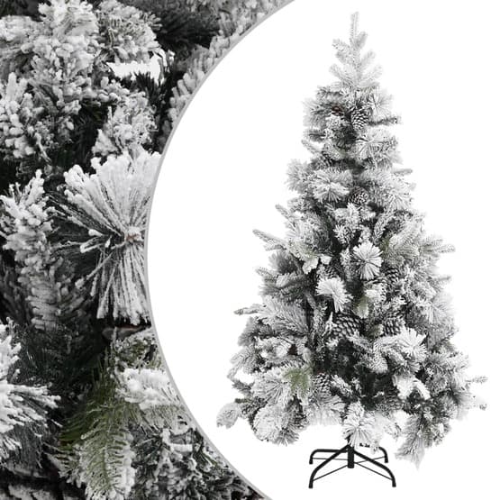 Plastgran Med Snö Och Kottar 195 Cm Pvc Och Pe