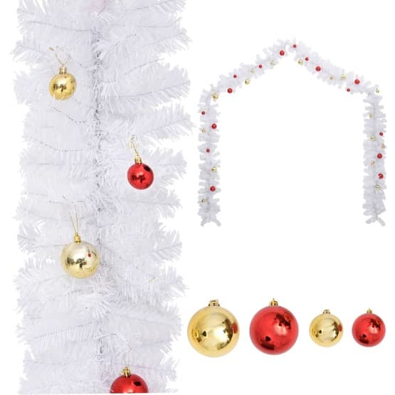 Julgirlang Med Julgranskulor Vit 5 M
