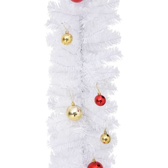 Julgirlang Med Julgranskulor Vit 10 M