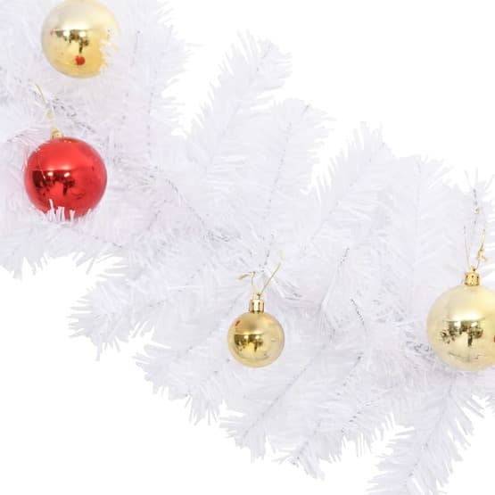 Julgirlang Med Julgranskulor Vit 10 M