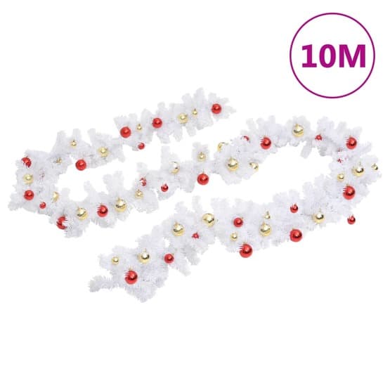 Julgirlang Med Julgranskulor Vit 10 M
