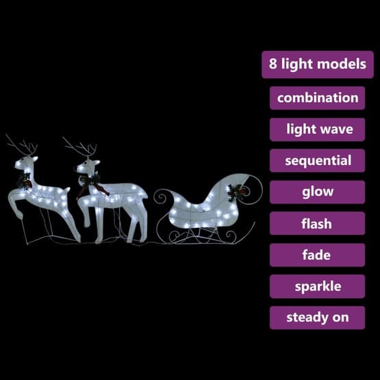 Juldekoration Ren Och Släde 60 Led Utomhus Vit
