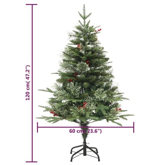 Plastgran Med Ljusslinga Och Kottar Pvc Och Pe Grön 120 Cm