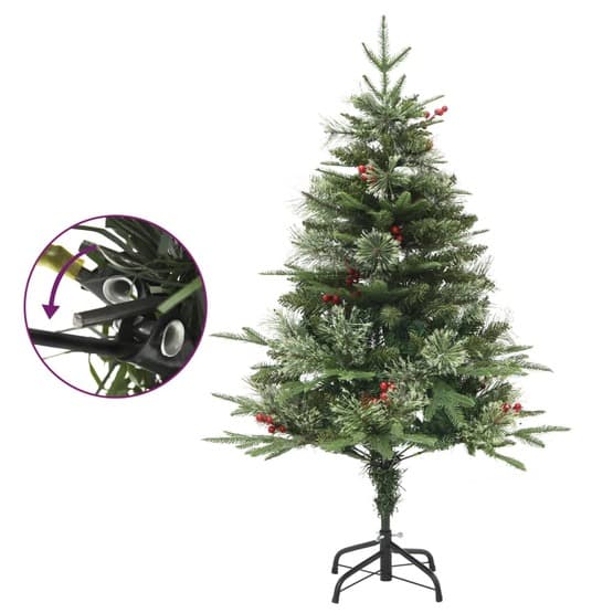 Plastgran Med Ljusslinga Och Kottar Grön 150 Cm Pvc Och Pe