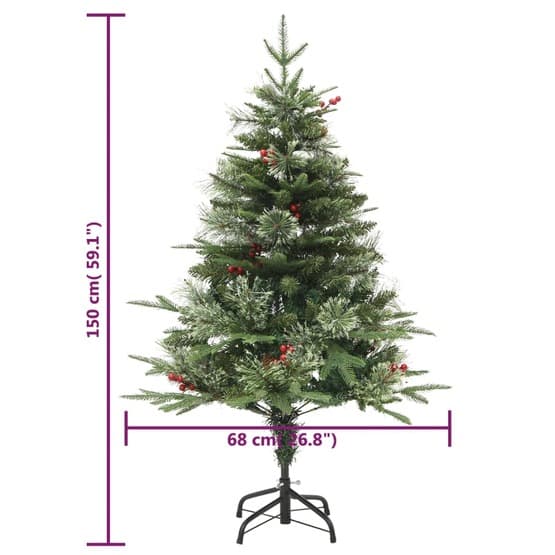 Plastgran Med Ljusslinga Och Kottar Grön 150 Cm Pvc Och Pe