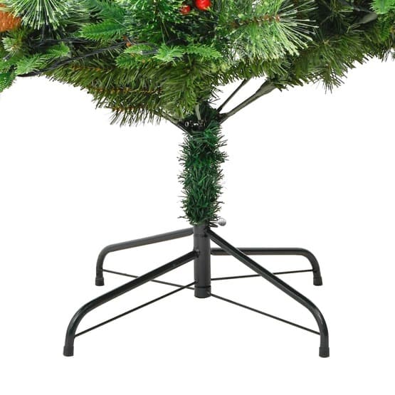 Plastgran Med Ljusslinga Och Kottar Pvc Och Pe Grön 225 Cm