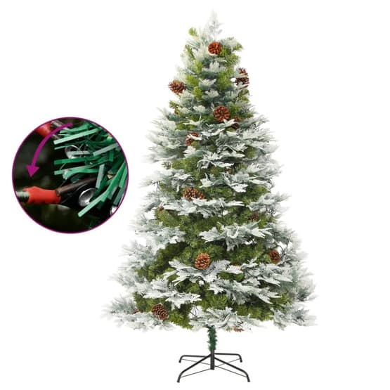 Plastgran Med Ljusslinga Och Kottar Grön 225 Cm Pvc Och Pe