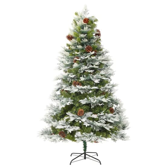 Plastgran Med Ljusslinga Och Kottar Grön 225 Cm Pvc Och Pe