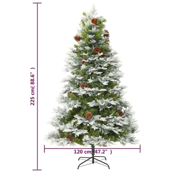 Plastgran Med Ljusslinga Och Kottar Grön 225 Cm Pvc Och Pe