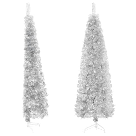 Smal Halv Plastgran Med Stativ Silver 120 Cm