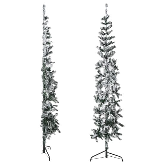 Smal Halv Plastgran Med Snö 210 Cm