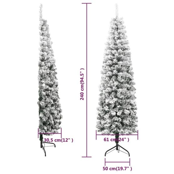 Smal Halv Plastgran Med Snö 240 Cm