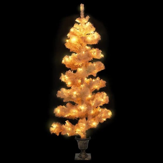 Julgran Med Kruka Slingrande Led Vit 120 Cm Pvc