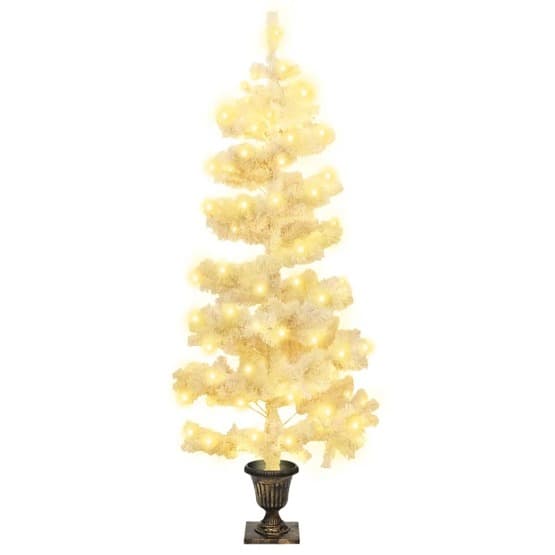 Julgran Med Kruka Slingrande Led Vit 120 Cm Pvc