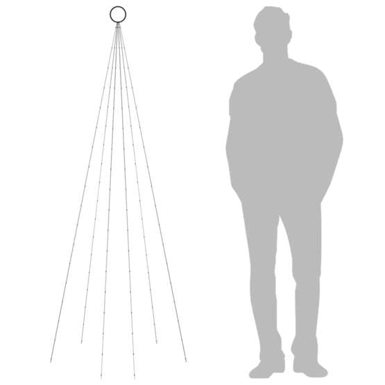 Julgran På Flaggstång Varmvit 108 Leds 180 Cm