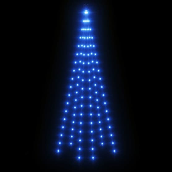 Julgran På Flaggstång Blå 108 Leds 180 Cm