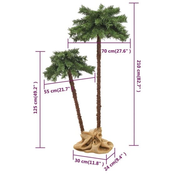 Konstpalm Dubbel Med Leds 125 Cm Och 210 Cm