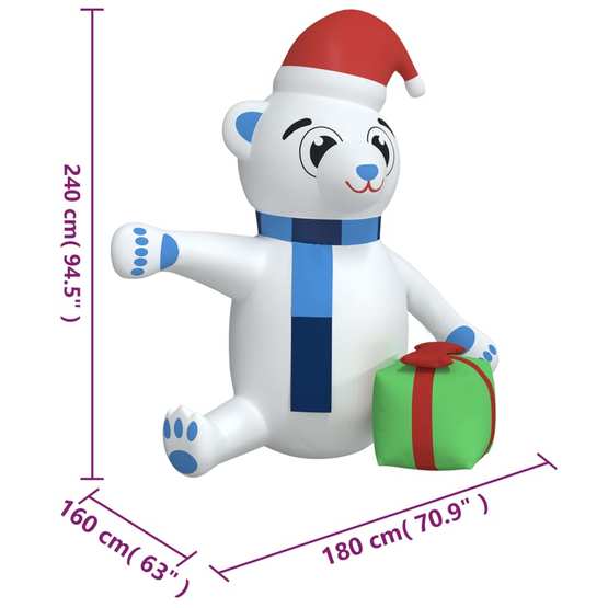 Uppblåsbar Teddybjörn Med Leds 240 Cm
