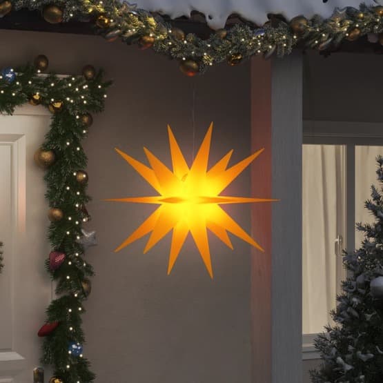 Stjärna Med Led-Belysning Vikbar Gul 100 Cm