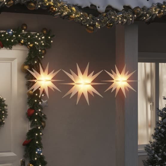 Stjärnor Med Led-Belysning 3 St Vikbar Vit