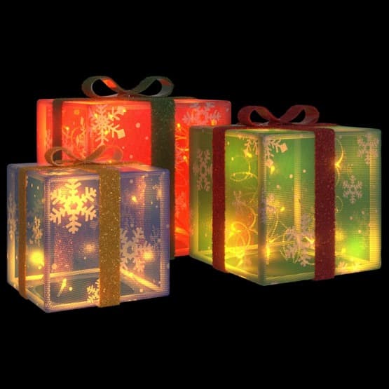 Juldekoration Med Belysning Julklappar 3 St 64 Led Varmvit