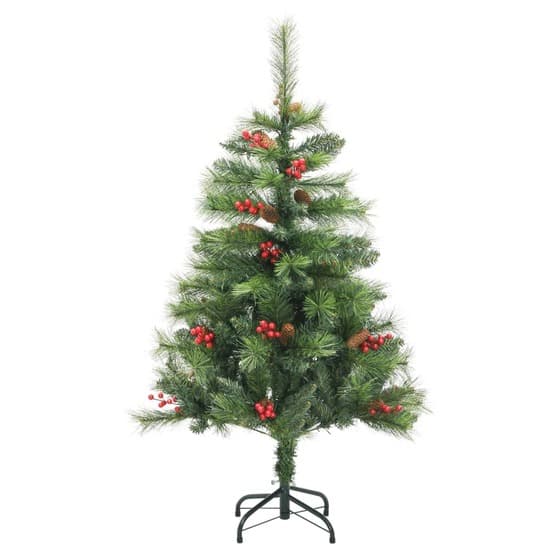 Plastgran Med Gångjärn Och Kottar Och Röda Bär 150 Cm