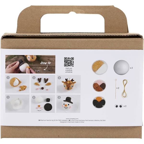 Mini DIY Kit - Julgranskulor Snögubbe och Ren