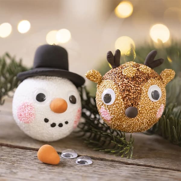 Mini DIY Kit - Julgranskulor Snögubbe och Ren