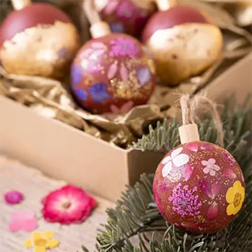 DIY Kit - Julkulor Decoupage - 5 st Julkulor av Trä
