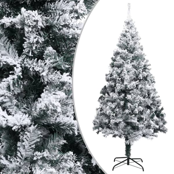 kunstigt juletræ med puddersne 300 cm PVC grøn