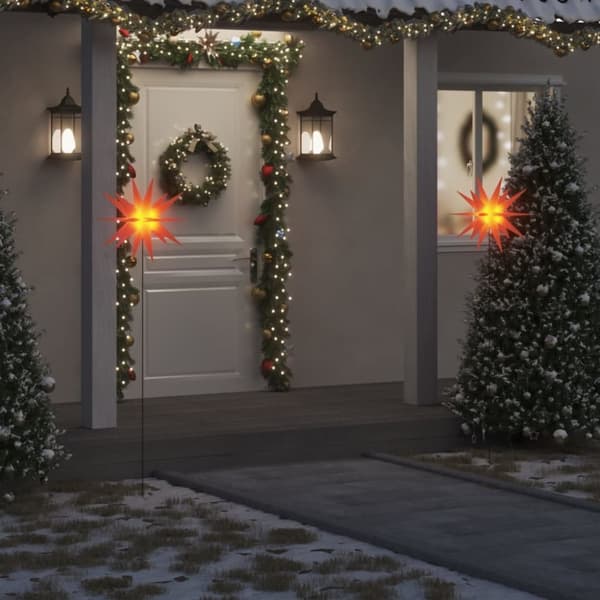 julelys med jordspyd og LED foldbar 57 cm rød
