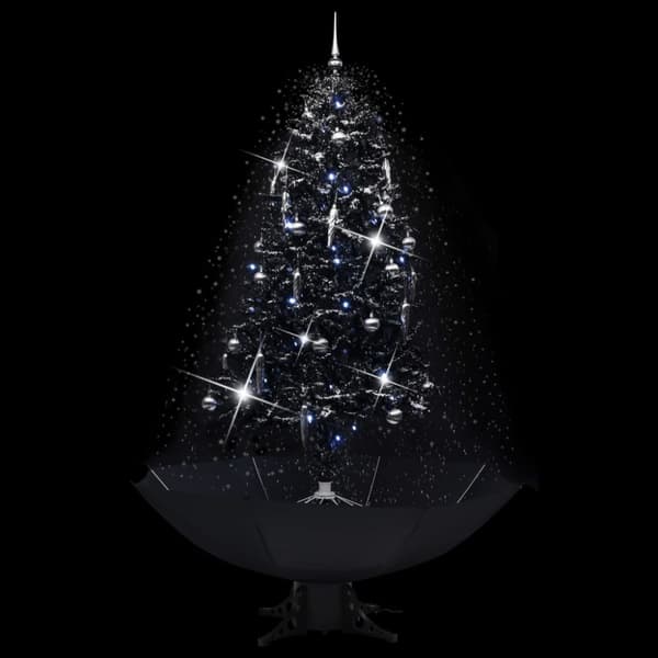 Julgran med snö och paraplybas svart 190 cm PVC