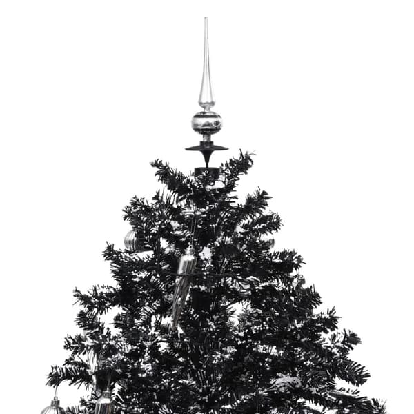 Julgran med snö och paraplybas svart 190 cm PVC