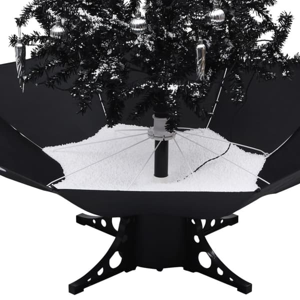 Julgran med snö och paraplybas svart 190 cm PVC