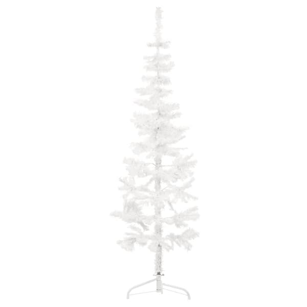 Smal halv plastgran med stativ vit 120 cm