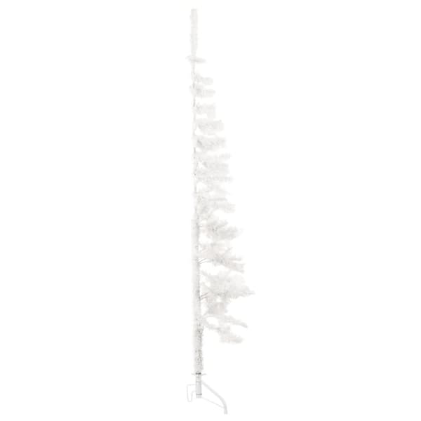 Smal halv plastgran med stativ vit 120 cm