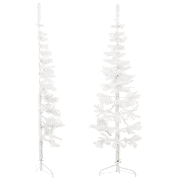 Smal halv plastgran med stativ vit 120 cm