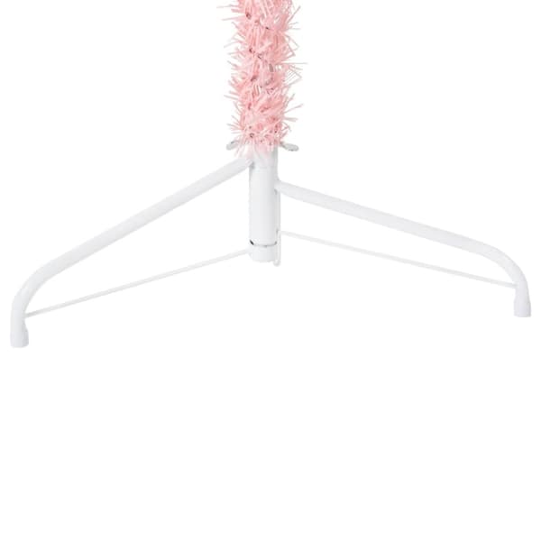 Smal halv plastgran med stativ rosa 210 cm