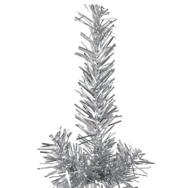 Smal halv plastgran med stativ silver 240 cm