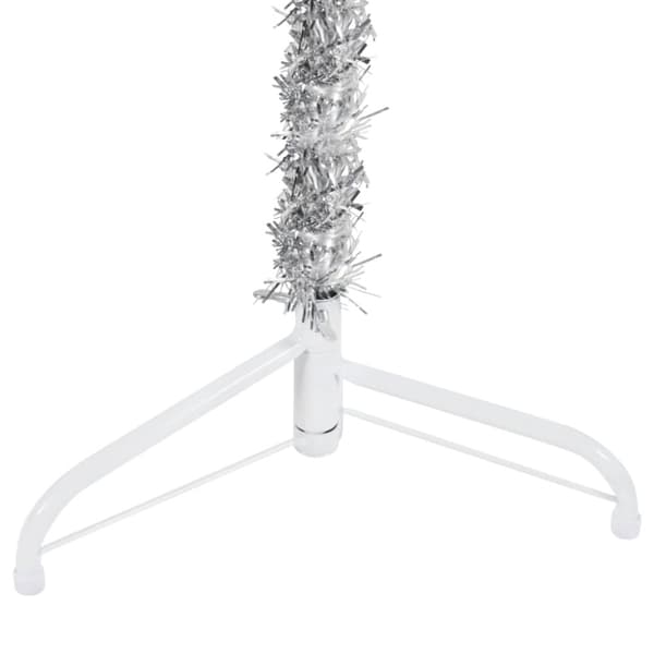 Smal halv plastgran med stativ silver 240 cm